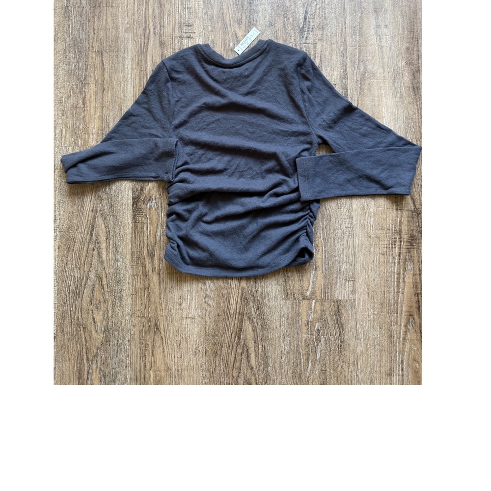 Madewell Ruched Side Crewneck Long Sleeve Top Gray Small N0376 - Picture 7 of 8